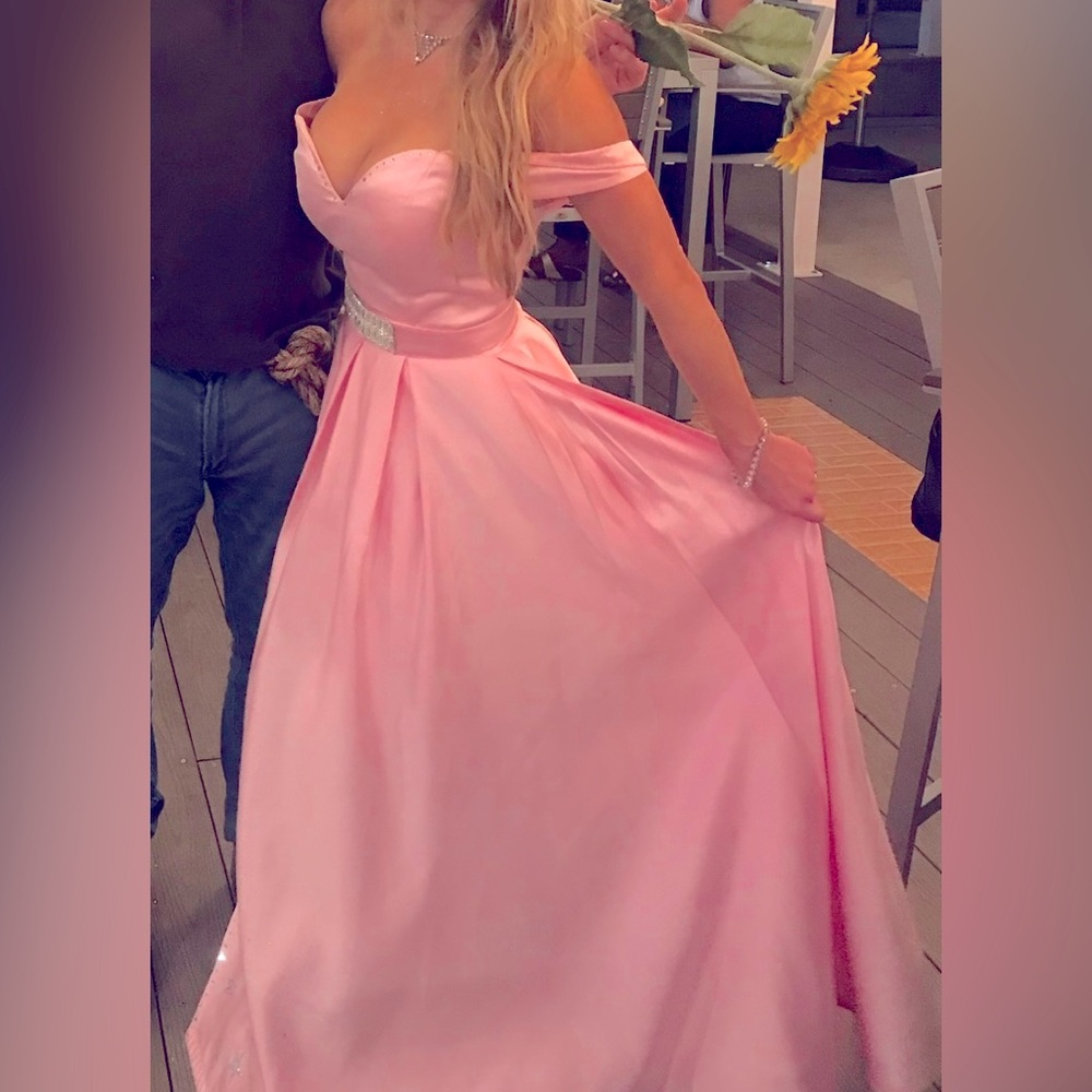 Glinda  from Wicked. Off Shoulder Long Side Slit Gown w: Pockets.